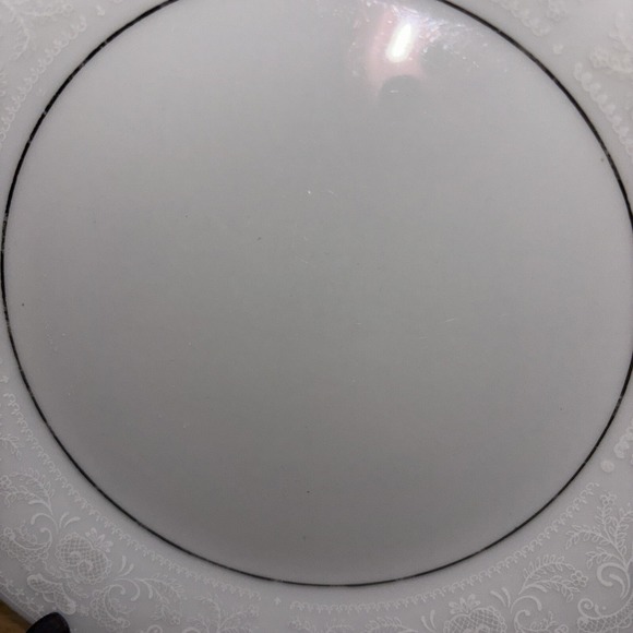 Crown Ming Fine China Jian Xiang Lace Embossed Salad Plate Silver Rim Set of 2 - Picture 4 of 7